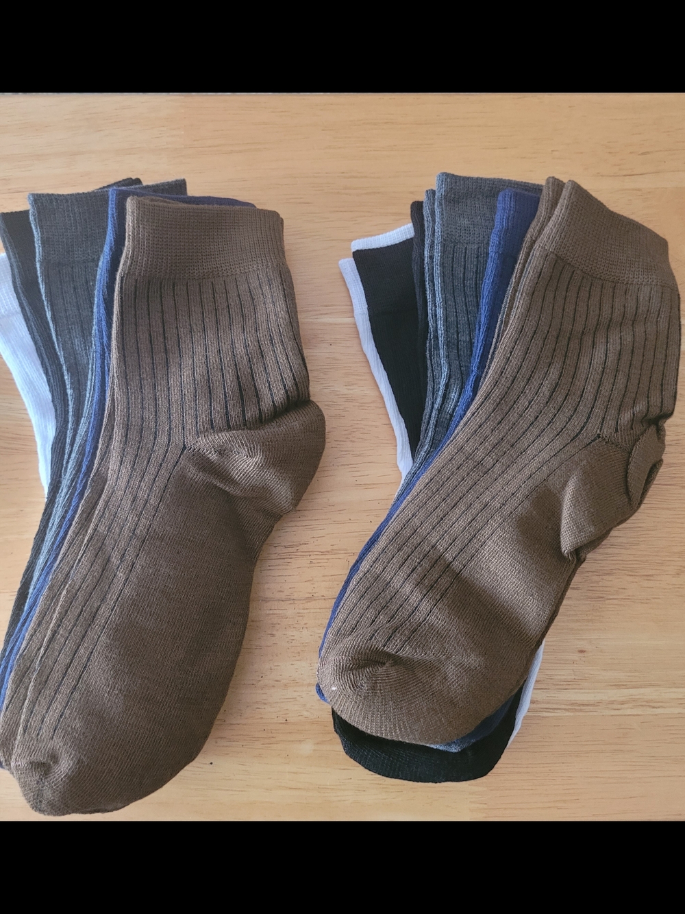 Men's Low-Cut Ribbed Bamboo Sock Pack - Brown, Blue, Black, Gray, White